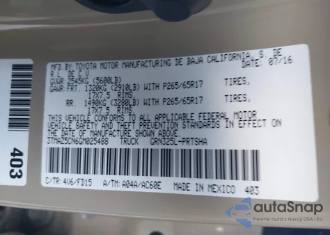 2016 Toyota Tacoma Trd Sport из США, поврежденный, VIN 3TMAZ5CN6GM025488